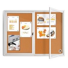 Lockable Outdoor Enclosed Bulletin Board, Weatherproof Cork Noticeboard with ...