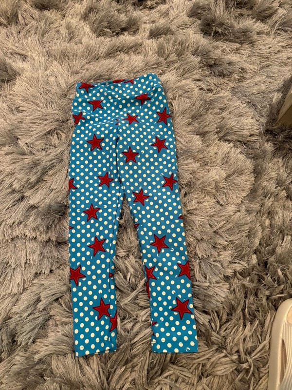 Girls Lularoe Fourth of July leggings size s/m multicolor w/stars 