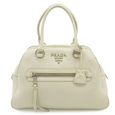 Prada Leather Handbag Women White One Size