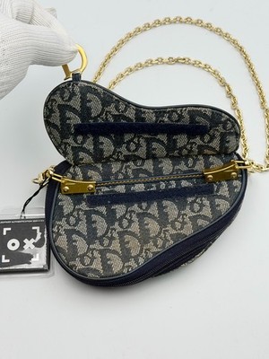 Christian Dior Women's Monogram Denim Canvas Trotter Saddle Pouch