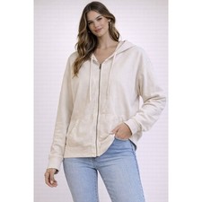 We The Free Cream Oversized Zip Up Hoodie Made in USA