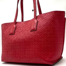 LOEWE Tote Shopper Bag / Repeat Red anagram logo Leather Tote Bag.