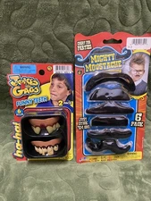 2 Jokes and Gags FUNNY TEETH Hillbilly Grill and JaRu Mighty Mustache 6 Pack NIB