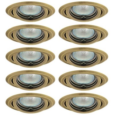 10 x Einbaustrahler Lampen AXEL Gold Messing gebürstet rund max. 35W schwenkbar