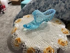 Vintage FENTON Blue Opalescent Hobnail Shoe “Cat Head”