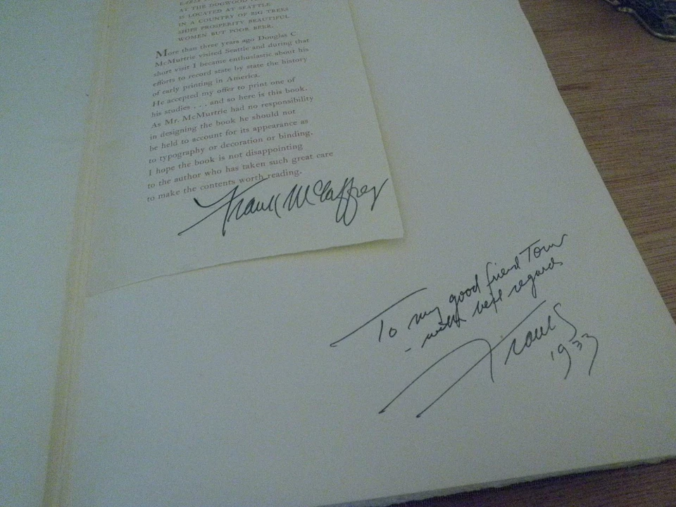 EARLY PRINTING IN WISCONSIN (1833-1850) Douglas C. McMurtrie 1931 SIGNED LTD ED - Image 3 of 4