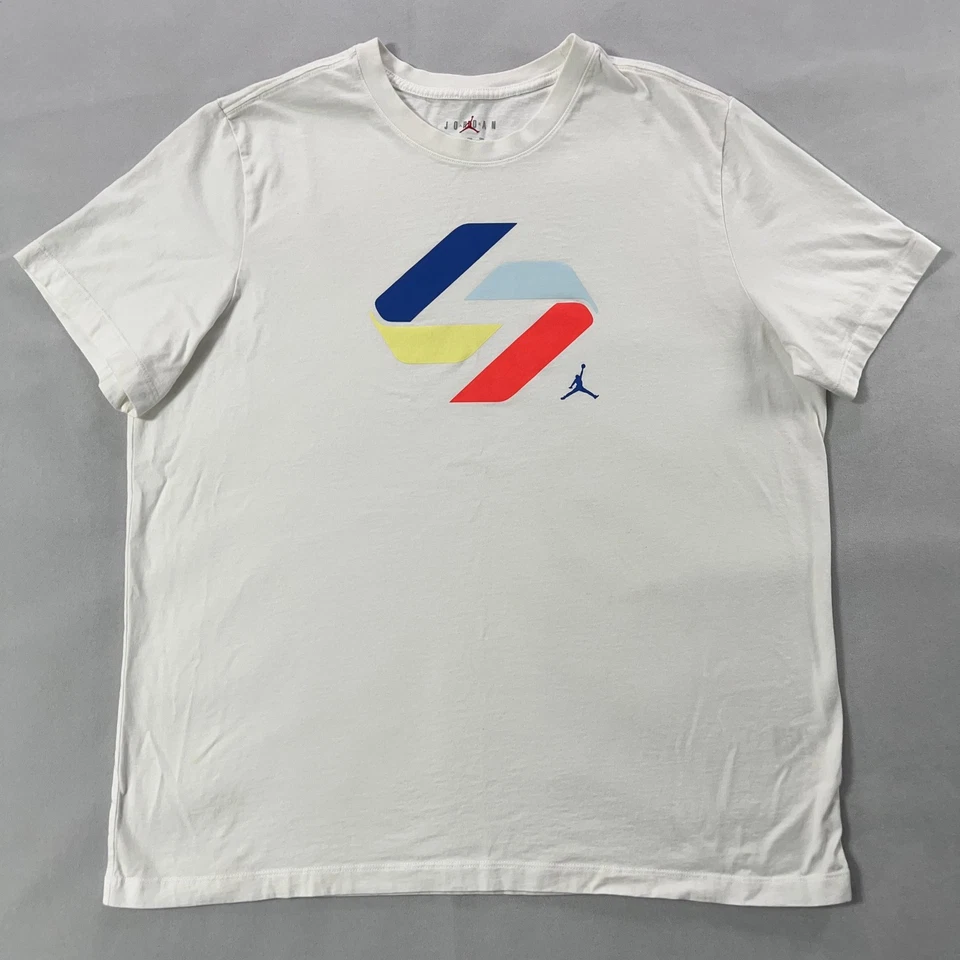 Рубашка мужская Jordan 2XL белая многоцветная с логотипом графическая футболка джампер хлопок XXL - Изображение 3 из 4