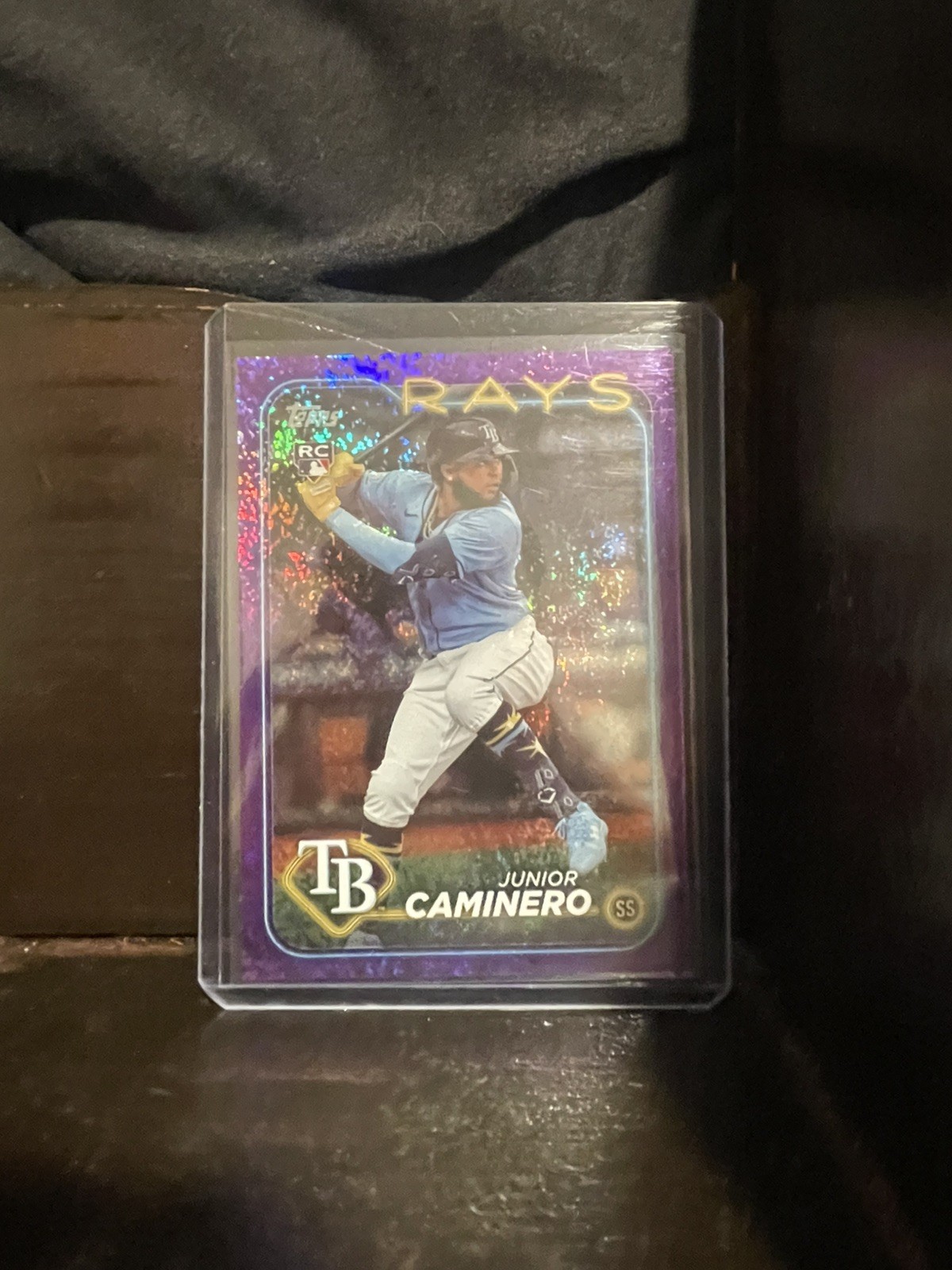 2024 Topps #628 Junior Caminero Purple Holofoil #/799 Rookie Tampa Bay Rays