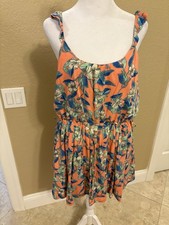 Free People Dear You Floral Print Ruffle Mini Dress, Small Adjustable Fit