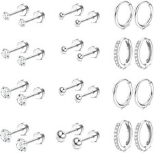 Hypoallergenic 14K Gold Plated Stud Hoop Earring Set for Sensitive Ears