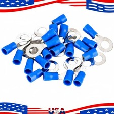 50pcs 14-16 AWG RV 2-6 Insulated Crimp Ring Terminal Wire Connector PVC Blue