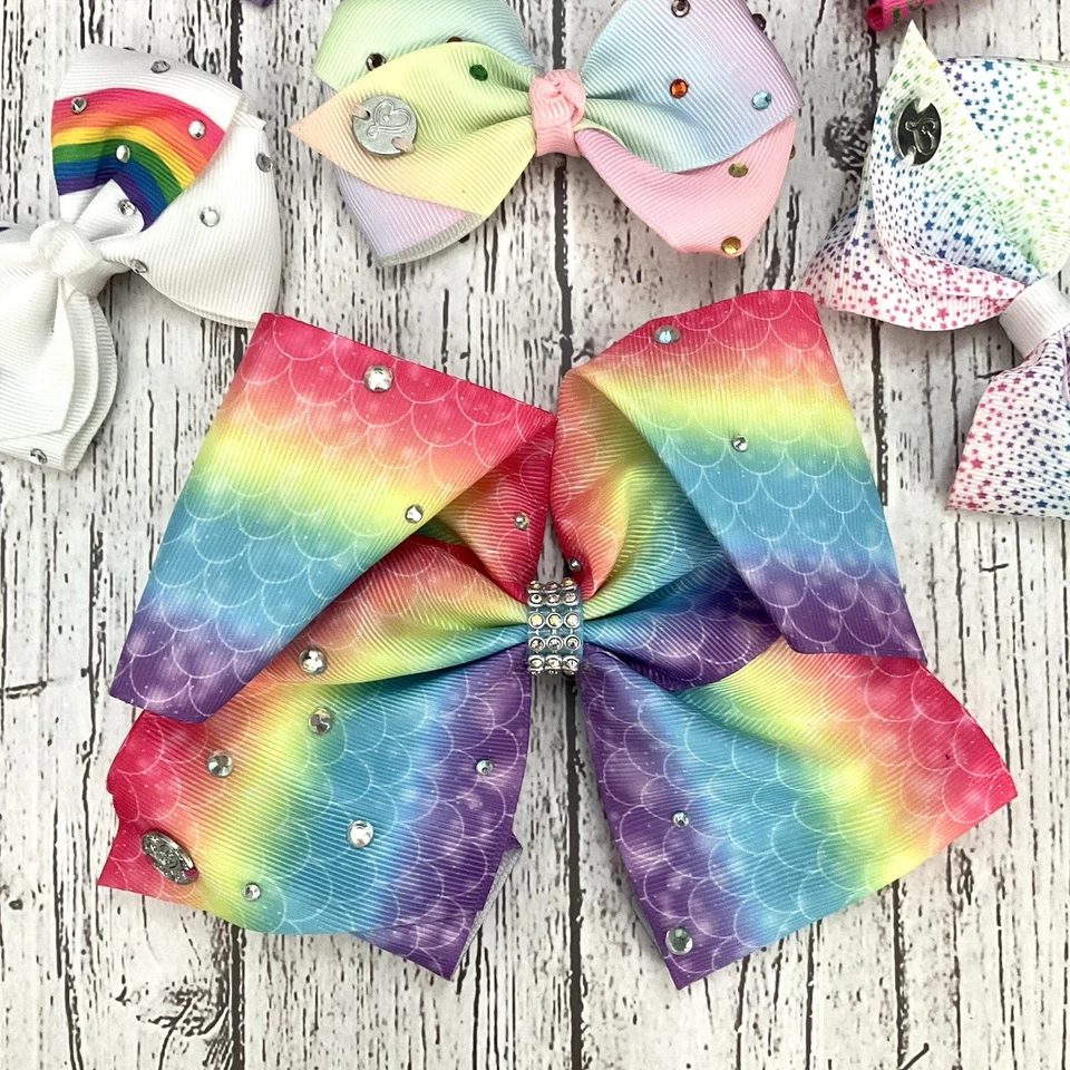 LOTE de 6 clips de moño de diamantes de imitación arco iris unicornio Jojo Siwa Foto 2 de 4