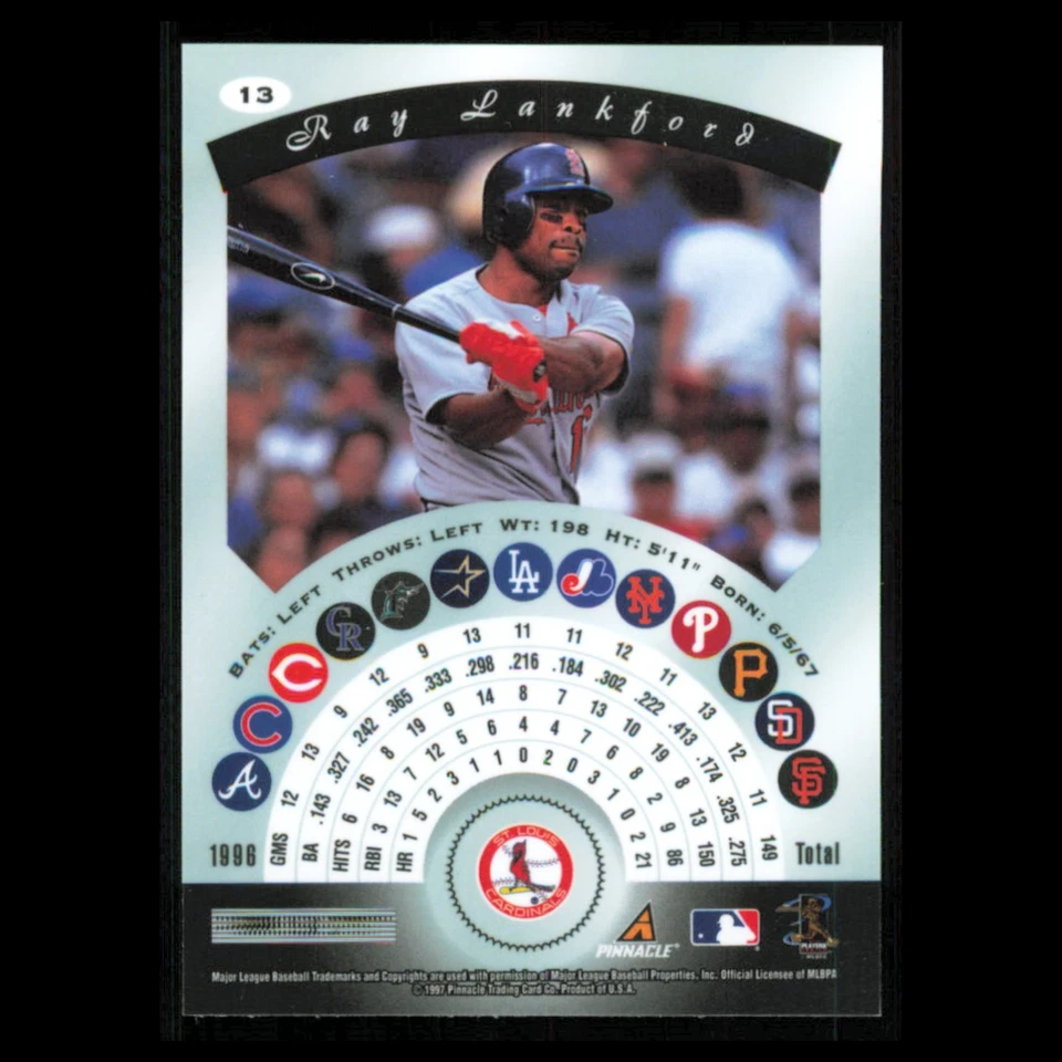 Ray Lankford #13 1997 Pinnacle Certified St. Louis Cardinals Baseball Card MLB - Image 2 of 3