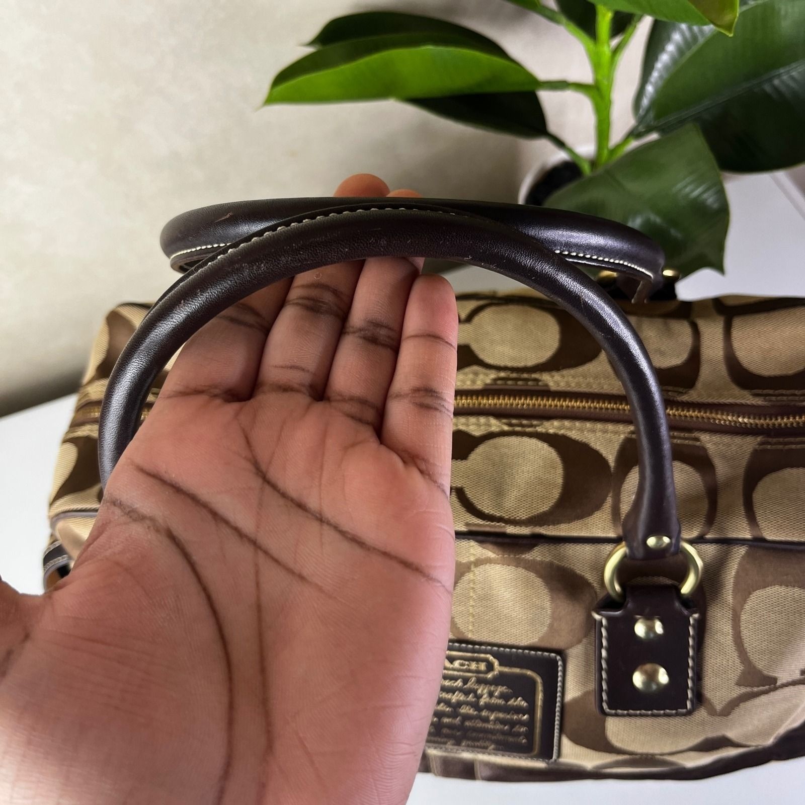 ♡ Coach Brown Legacy Stripe Boston Bag ♡ - Gem