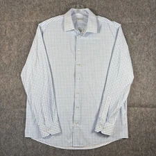 Collars and Co Long Sleeve Shirt Men XL Semi Spread Quattro Flex Plaid Blue