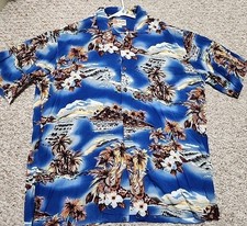Vintage Hilo Hattie Men's Short Sleeve Button Down Hawaiian Shirts Size L