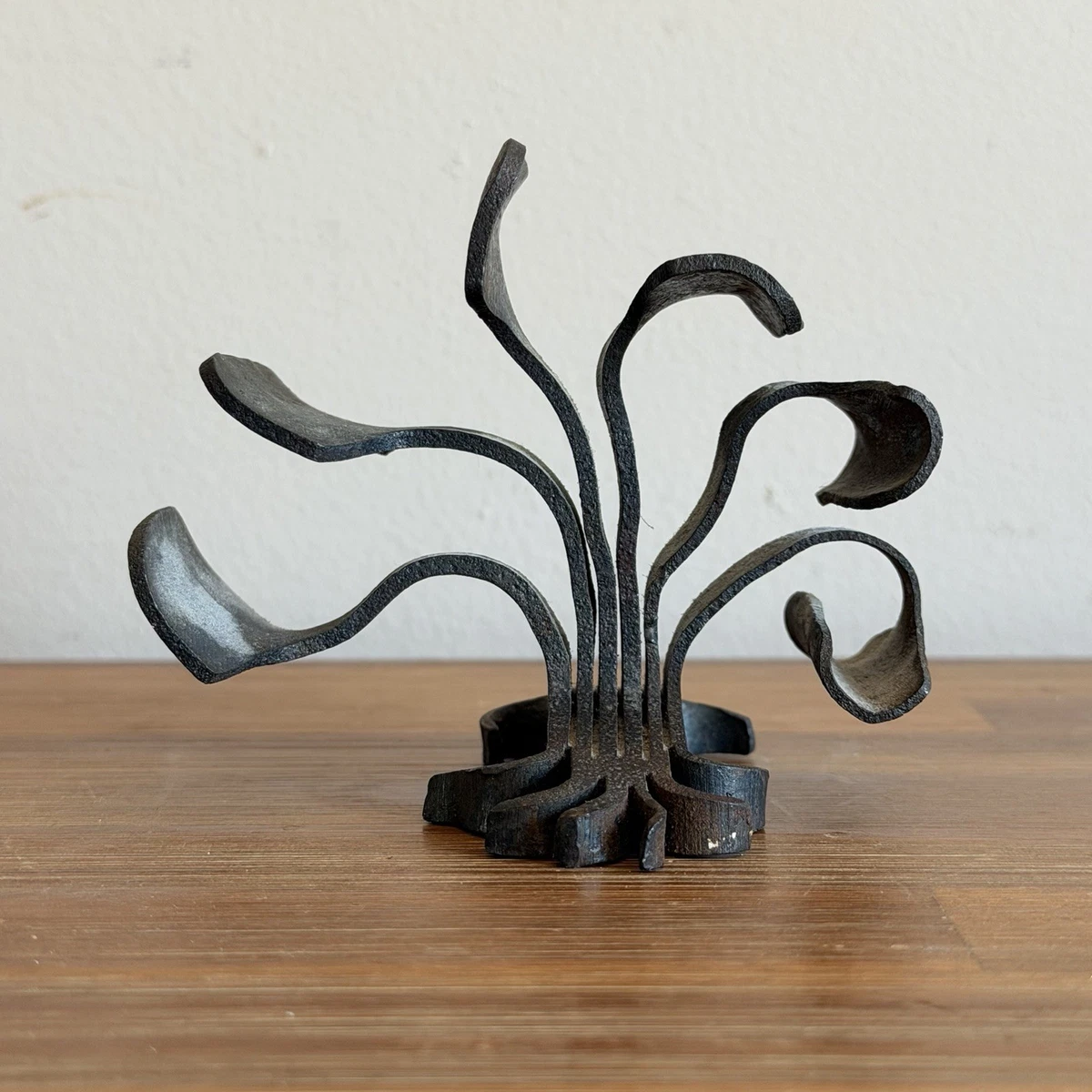 Vintage Brutalist Cast Iron Abstract Sculpture Artist Signed Dated 1976 Desk Top