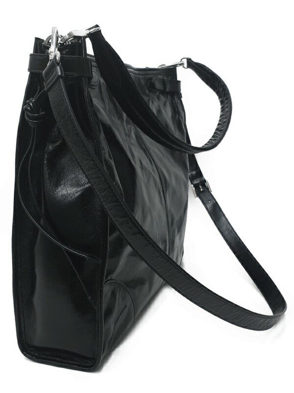 PRADA Leather 2WAY Shoulder Bag 2VH215 Vintage Processed Black image 2