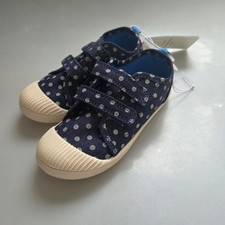 Cat Jack Toddler Navy Polka Dot Canvas Sneakers Double Strap Size 11 NEW