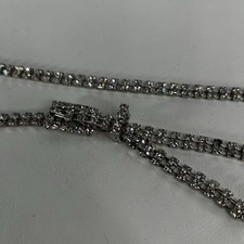 Vintage Y2K Clear Rhinestone Chain Belt 36" Long Adjustable Length Silver Tone
