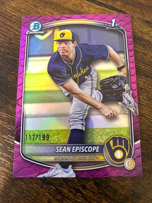 Sean Episcope - 2025 Bowman Draft 1st - Fuchsia Reptilian /199 - BDC149 - Brewer