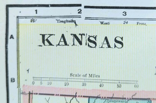 Vintage 1898 KANSAS Map 14"x11" ~ Old Antique Original TOPEKA SHAWNEE COUNTY KS - Picture 1 of 4