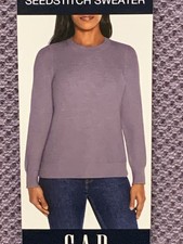 NWT 50 Gap Women's Seedstitch Sweater Size XL Purple Ash Pullover Raglan Sleeve