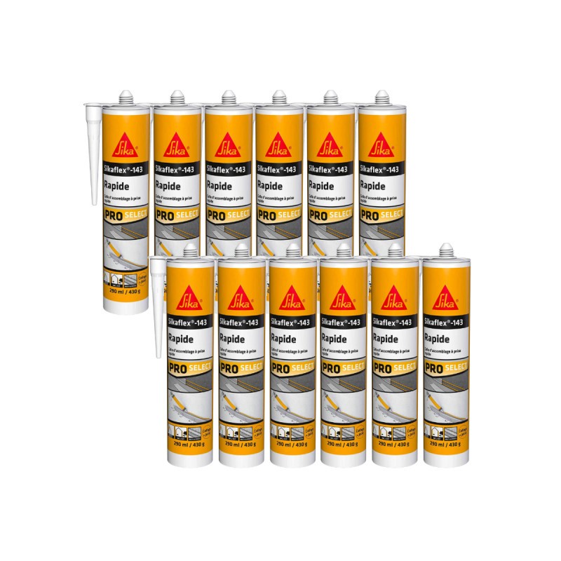 Mastics colles Sika Sikaflex 143 Rapide blanc 290ml lot de 12 cartouches de fixation