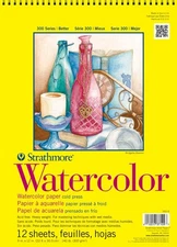 Strathmore 300 Series Watercolor Paper Pad, Top Wire Bound, 9x12 inches, 12 Shee