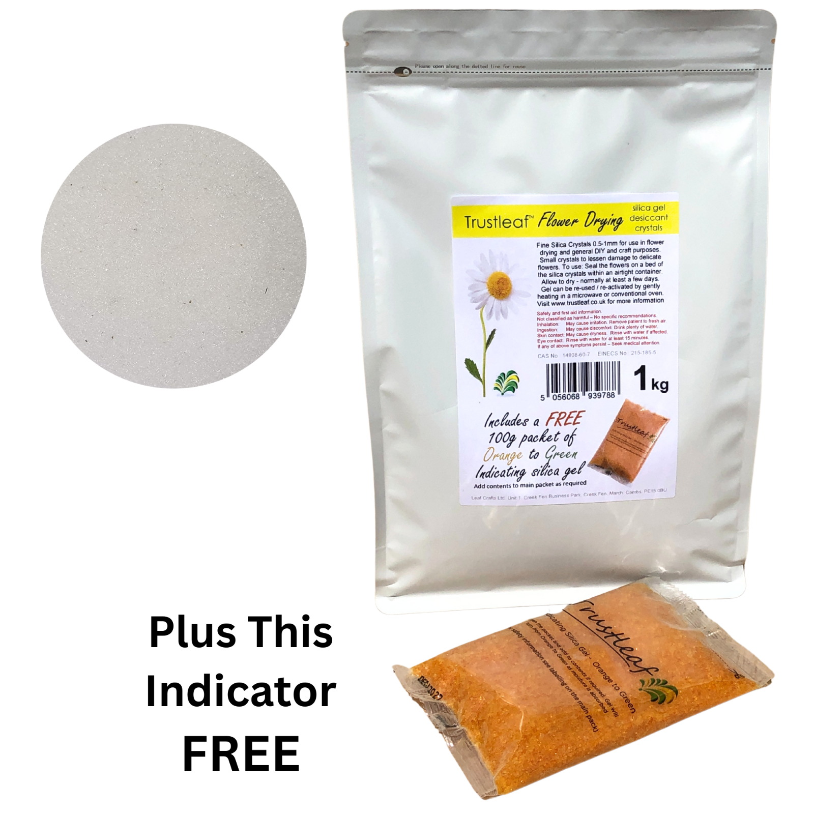 1kg (2.2lb) Bag of Flower Drying Silica Gel Sand Crystals 0.5-1mm  [1kg BAG - f]