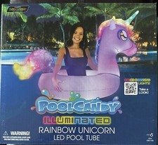 Pool Candy Illuminated Rainbow Unicorn LED Pool Tube 42 Inches New