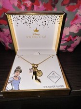 Disney Cinderella Charm Trio Pendant 18 Inches Fine Silver Plated LA Rocks