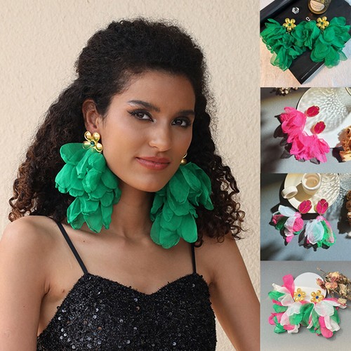 Fabric Drop Earrings Vintage Fashion Tassel Bohemian Statement Handmade Jewelry - Picture 13 of 225