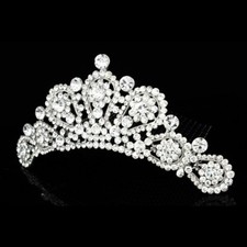 Stunning Bridal Flower Rhinestones Crystal Prom Wedding Tiara Hair Comb 7812