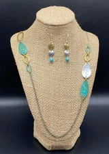 SILPADA SET-Sterling Brass 'Fresco' Turquoise Necklace N3115 Earrings W1817