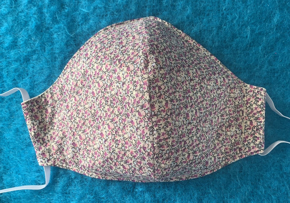 Masque visage coton doublé Liberty Tana tissu pelouse entièrement lavable - Photo 2/2