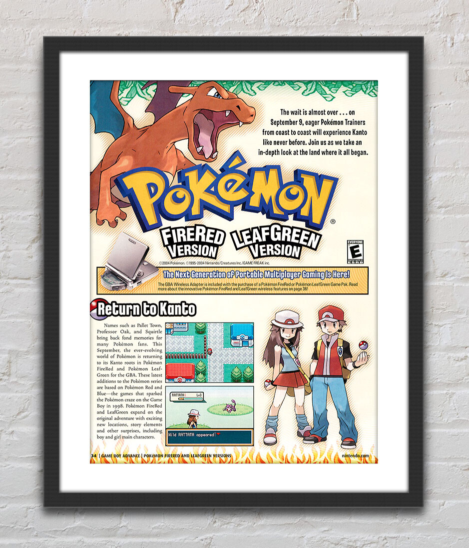 Pokemon FireRed LeafGreen Version Nintendo GBA Glossy Ad Poster