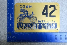 Connecticut License Plate 1947 Hartford Golden Autombile Jubilee Antique Auto 42