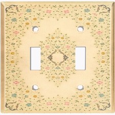 Metal Light Switch Cover Wall Plate For Room Vintage Yellow Floral Tile FLW077