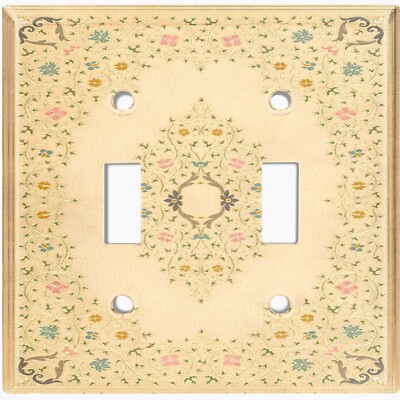 Metal Light Switch Cover Wall Plate For Room Vintage Yellow Floral Tile FLW077