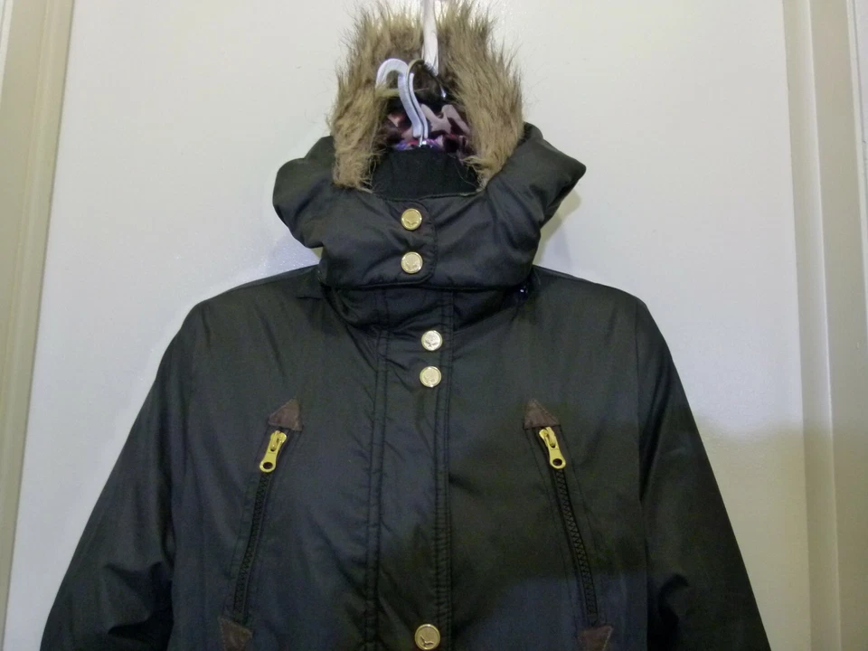 Chaqueta Hawke & Co Girl’s Kid’s con capucha de piel sintética negra talla 14 Foto 2 de 4