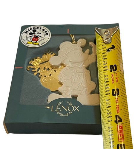 Lenox Mickey Mouse “Bundle of Cheer” Christmas Ornament Porcelain Gold MetalNEW - Picture 4 of 4