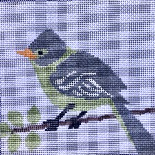 Pacific Coast Flycatcher Bird - Hand Painted Needlepoint Canvas