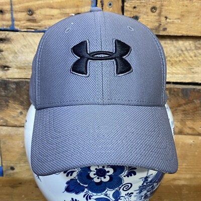 Under Armour Stretch Golf Hat Gray Silver Baseball Cap Size M/L Elastic Headband
