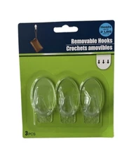 Clear 2 Inch Removable Hooks 3 Pack