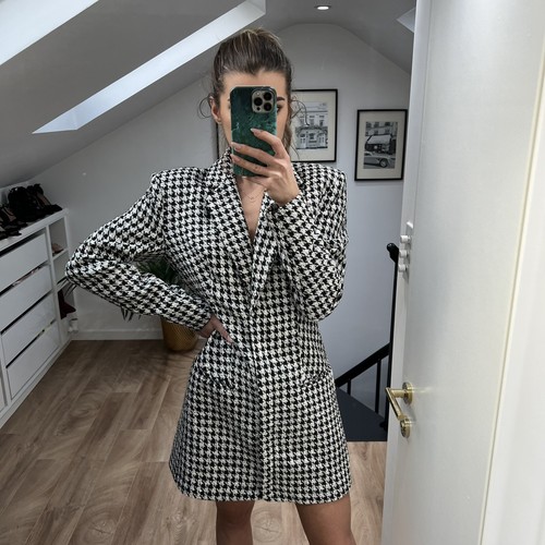 BNWT Zara Black White Blazer Long 