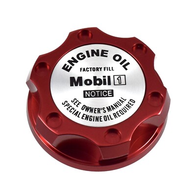 Red Oil Cap Engine Filler Racing Billet Mobil 1 Emblem For Toyota Scion Lexus