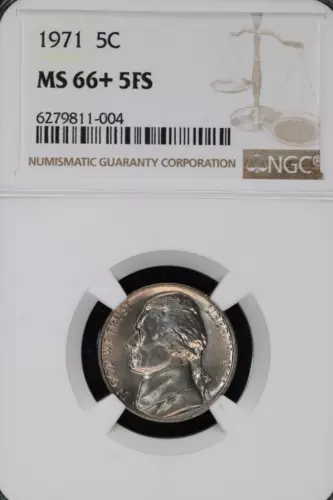 1971 Jefferson Silver Nickel NGC MS66+ 5FS Full Steps *DoubleJCoins* 9104-96