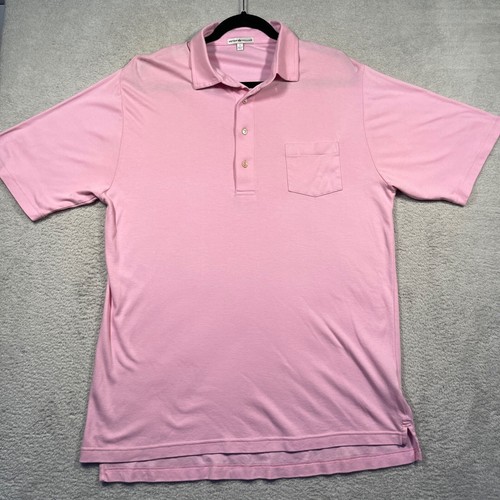 Peter Millar Polo Shirt Cotton Short Sleeve Golf Casual Pink Mens Large