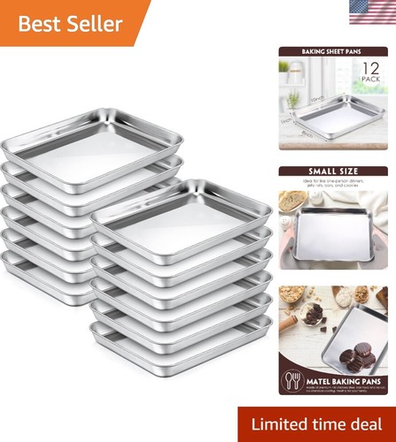 12 Pieces Baking Sheet Pan Cookie Sheet Set for Oven Stainless Steel Trays No...